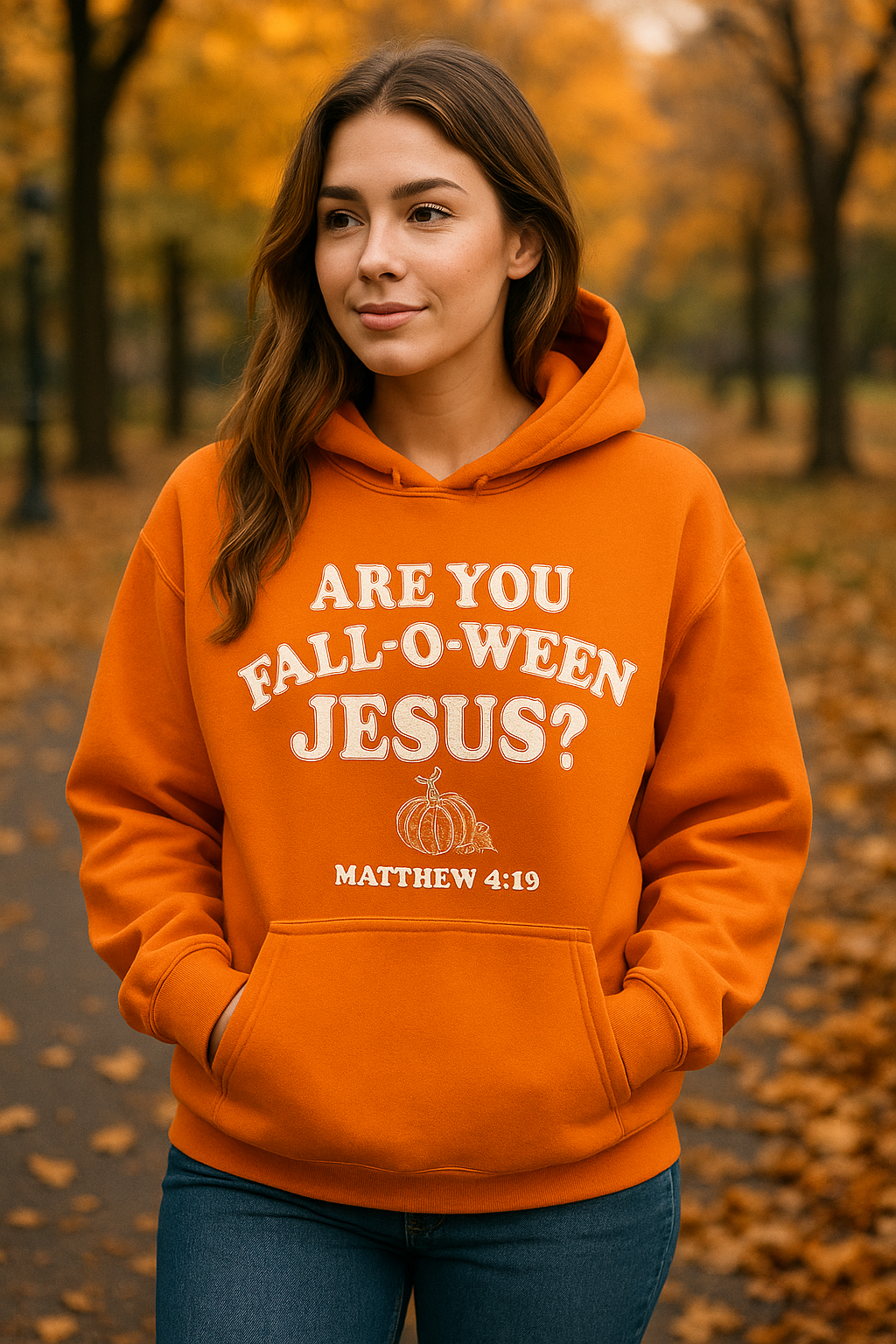 Funny Pumpkin — “Are You Fall-O-Ween?” Jesus Hoodie